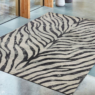 Nova NV27 Zebra Modern Abstract Durable Easy-Care Polypropylene Short Pile Grey Rug-Asiatic Carpets-Rug Love - The Most Loved Rug Store